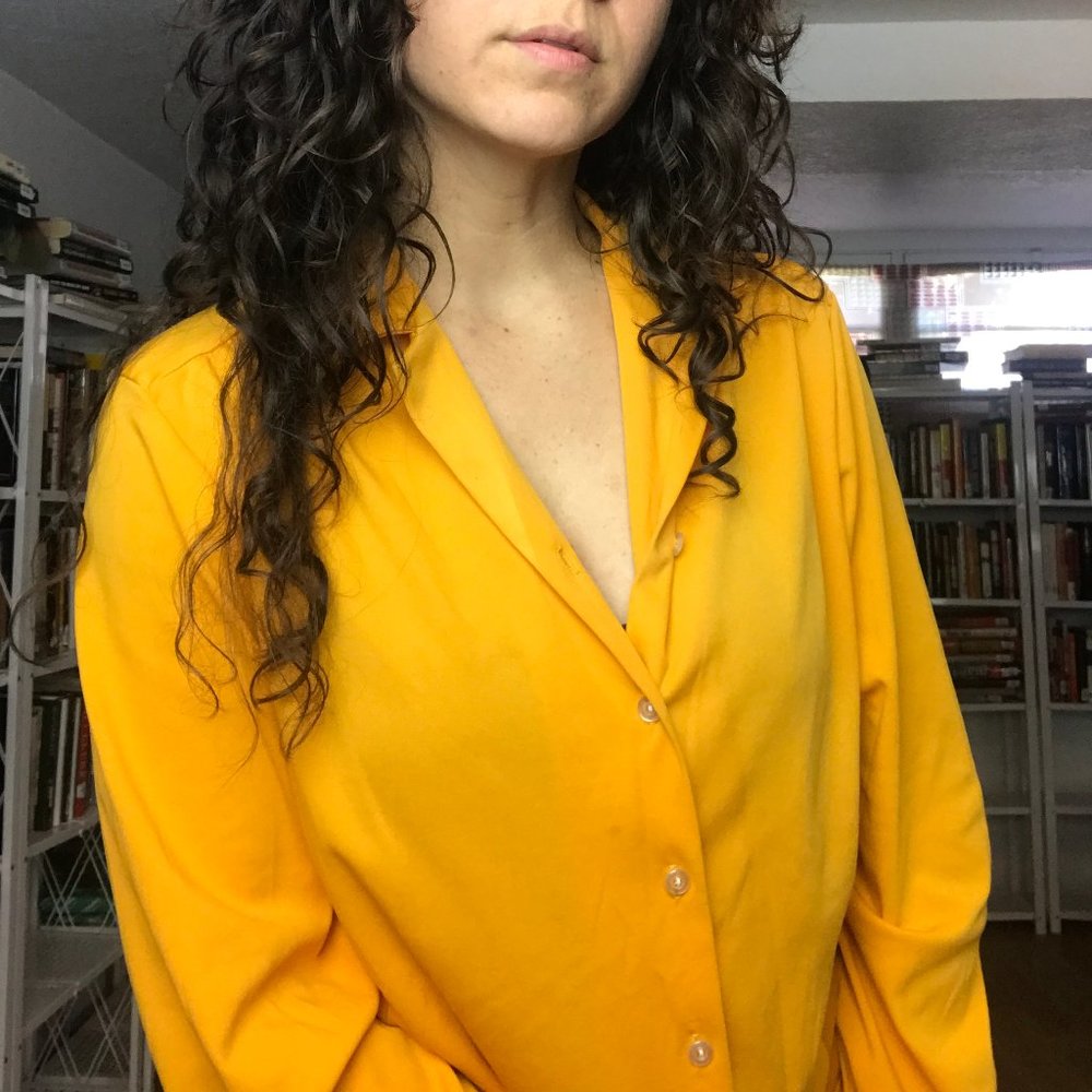 Orange Button Down Blouse - B60 - image 2